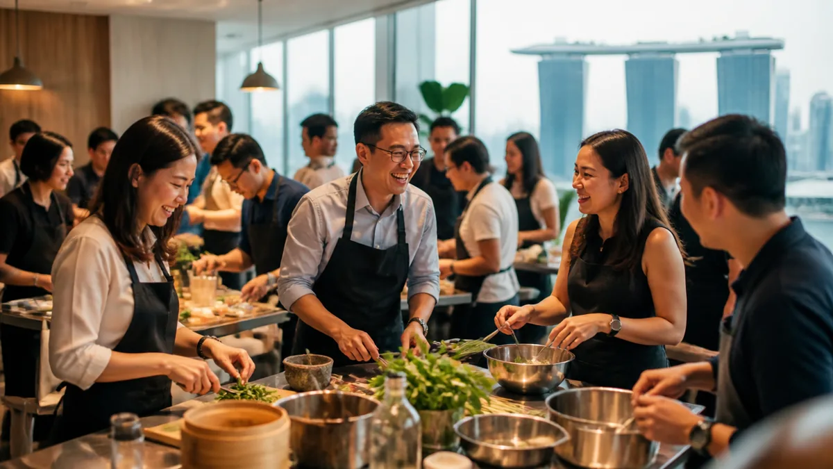A corporate event built around a cooking class in Singapore